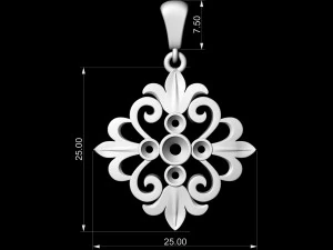 oriental flower pendant 3D Print Model