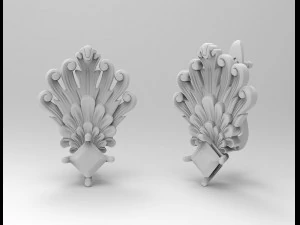artistic peacock tail earrings 3D Print Model