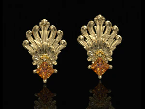 artistic peacock tail earrings 3D Print Model