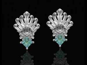 artistic peacock tail earrings 3D Print Model