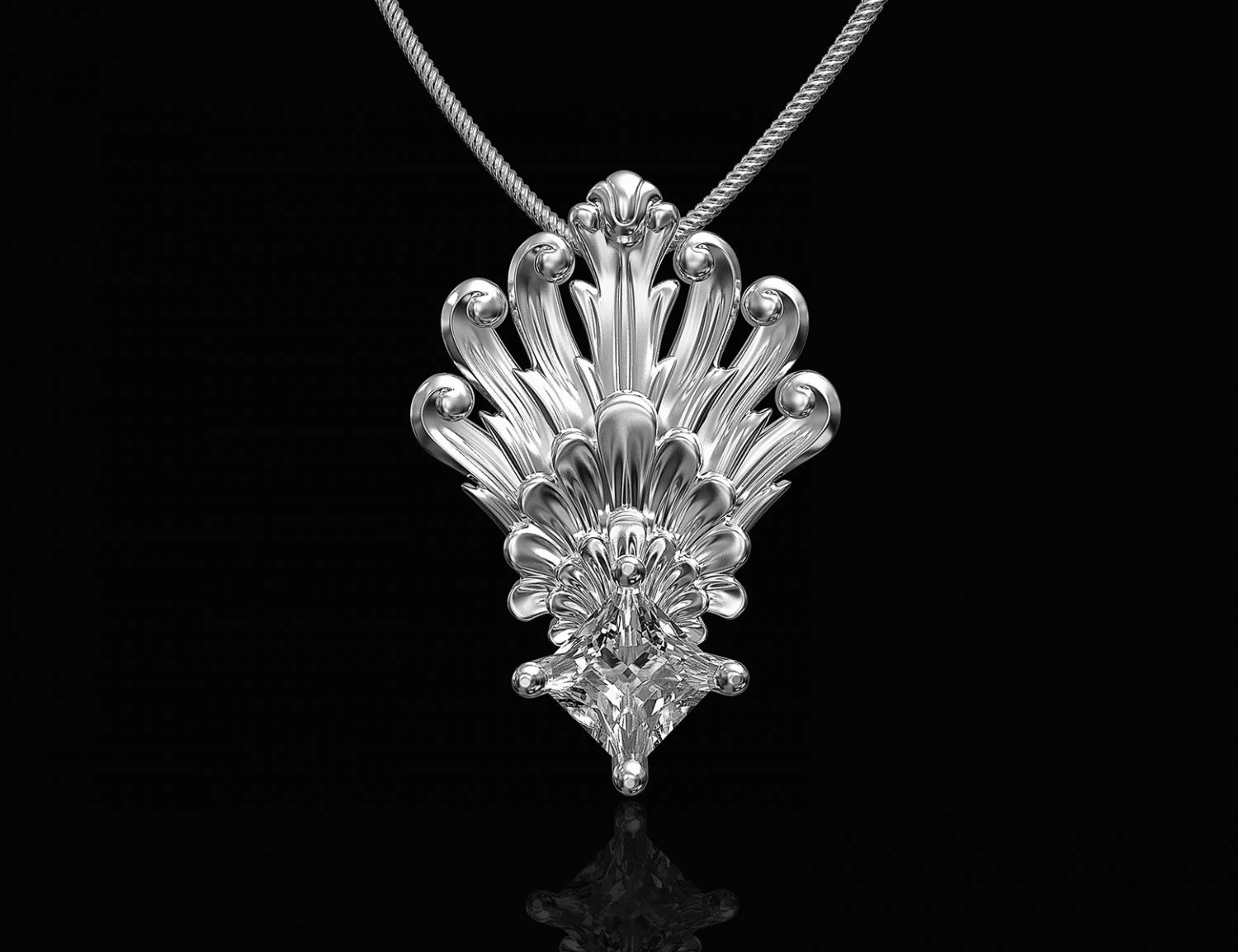 artistic peacock tail pendant 3D Print Model .c4d .max .obj .3ds .fbx .stl .blend