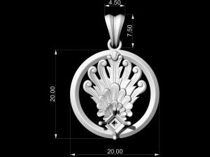 artistic peacock tail pendant 3D Print Model