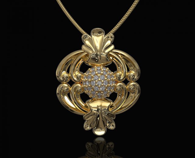 pendant with central ball of gems Modelo de impresión 3D .c4d .max .obj .3ds .fbx .stl .blend 