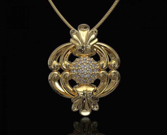 підвіска з центральною кулею з дорогоцінних каменів 3D Принт Модель .c4d .max .obj .3ds .fbx .stl .blend