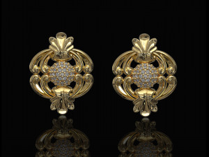 earrings with central ball of gems 3D-Druckmodell
