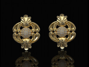 earrings with central ball of gems Modèles 3D en vedette