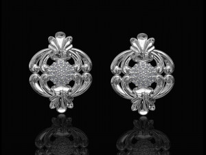 earrings with central ball of gems Modèles 3D en vedette