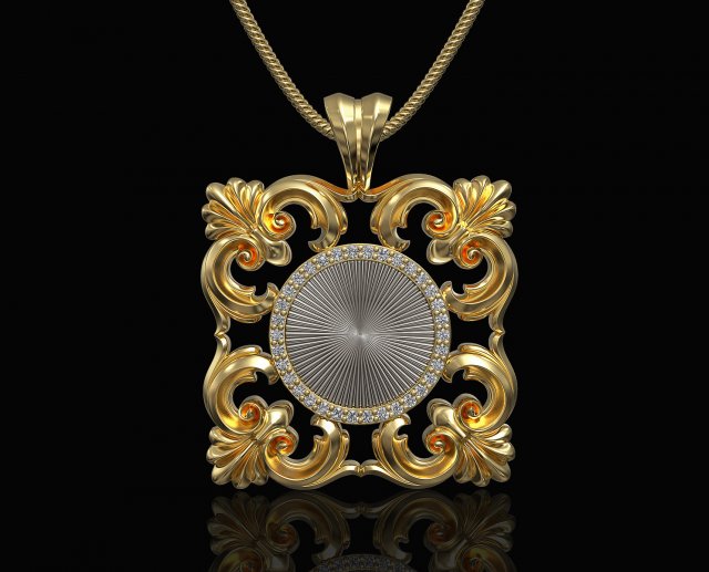 square filigree pendant Modello di stampa 3D .c4d .max .obj .3ds .fbx .stl .blend 