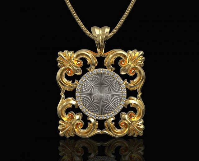 квадратна філігранна підвіска 3D Принт Модель .c4d .max .obj .3ds .fbx .stl .blend 