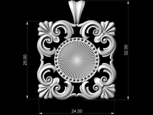 square filigree pendant Modello di stampa 3D