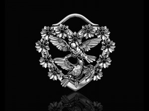 birds in heart bouquet pendant 3D Print Model