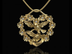 birds in heart bouquet pendant 3D-printmodel