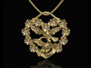 birds in heart bouquet pendant 3D Print Model
