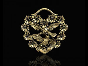 birds in heart bouquet pendant 3D-printmodel