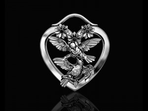 birds in heart bouquet pendant 3D-printmodel