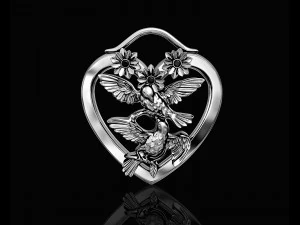 birds in heart bouquet pendant 3D Print Model