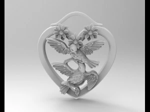birds in heart bouquet pendant 3D Print Model