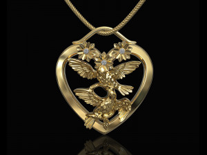 birds in heart bouquet pendant 3D-printmodel