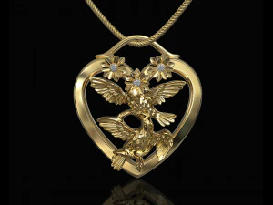 birds in heart bouquet pendant 3D Print Model