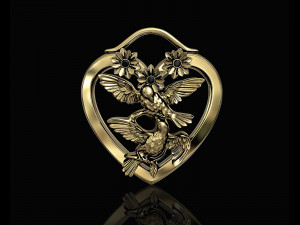 birds in heart bouquet pendant 3D-printmodel