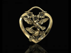 birds in heart bouquet pendant 3D Print Model
