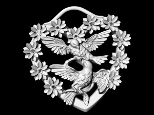 birds in heart bouquet pendant 3D Print Model