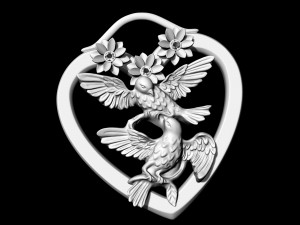 birds in heart bouquet pendant 3D-printmodel