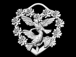 birds in heart bouquet pendant 3D-printmodel