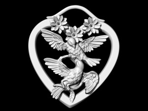 birds in heart bouquet pendant 3D-printmodel