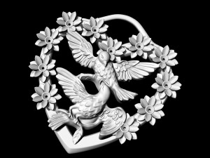 birds in heart bouquet pendant 3D-printmodel