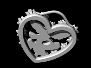 birds in heart bouquet pendant 3D-printmodel