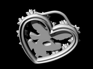 birds in heart bouquet pendant 3D-printmodel