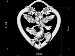 birds in heart bouquet pendant 3D-printmodel