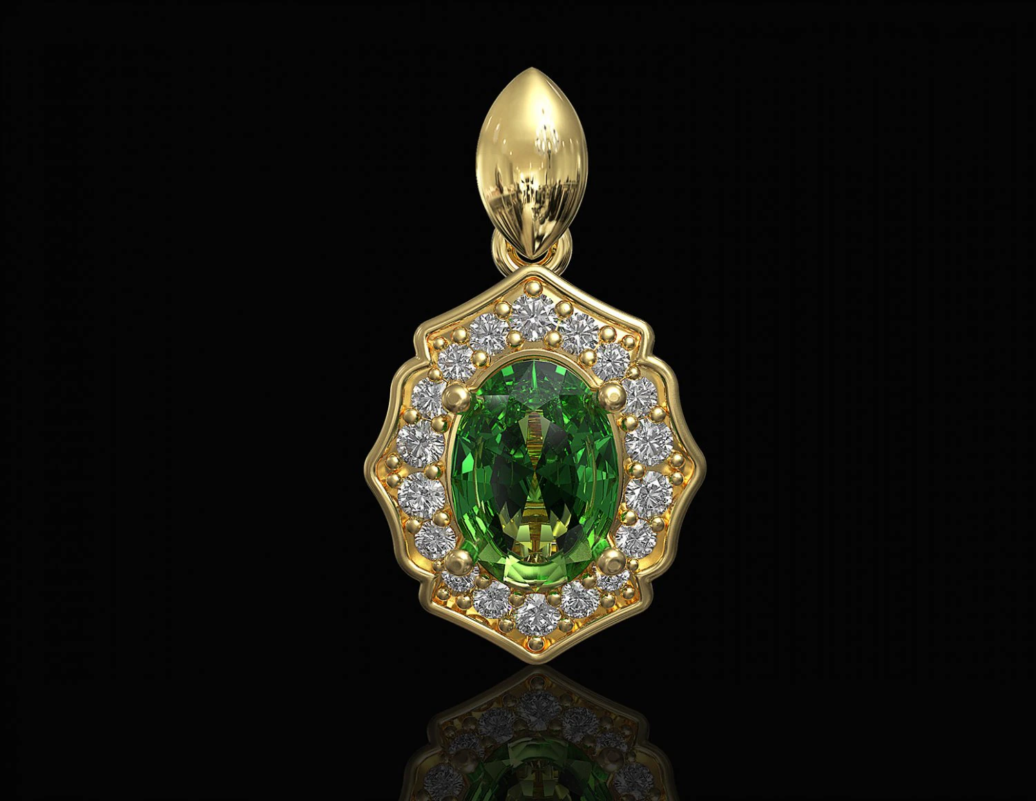 Halo pendant with pear stones 3D Print Model .c4d .max .obj .3ds .fbx .stl .blend 