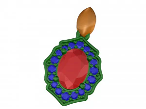Halo pendant with pear stones 3D Print Model