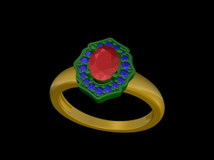 Halo ring with pear stones Modèles 3D en vedette