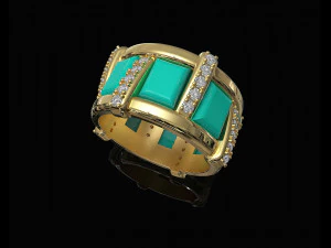 Сходове кільце з кабошоном 3D Принт Модель