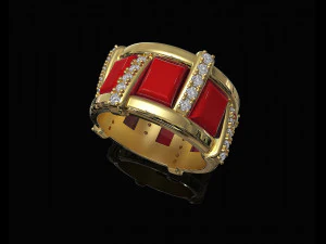 Stair Ring with cabochon 3D Print Model