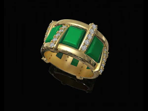 Stair Ring with cabochon 3D Print Model