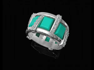 Stair Ring with cabochon 3D Print Model