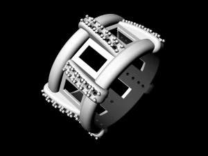 Stair Ring with cabochon 3D Print Model