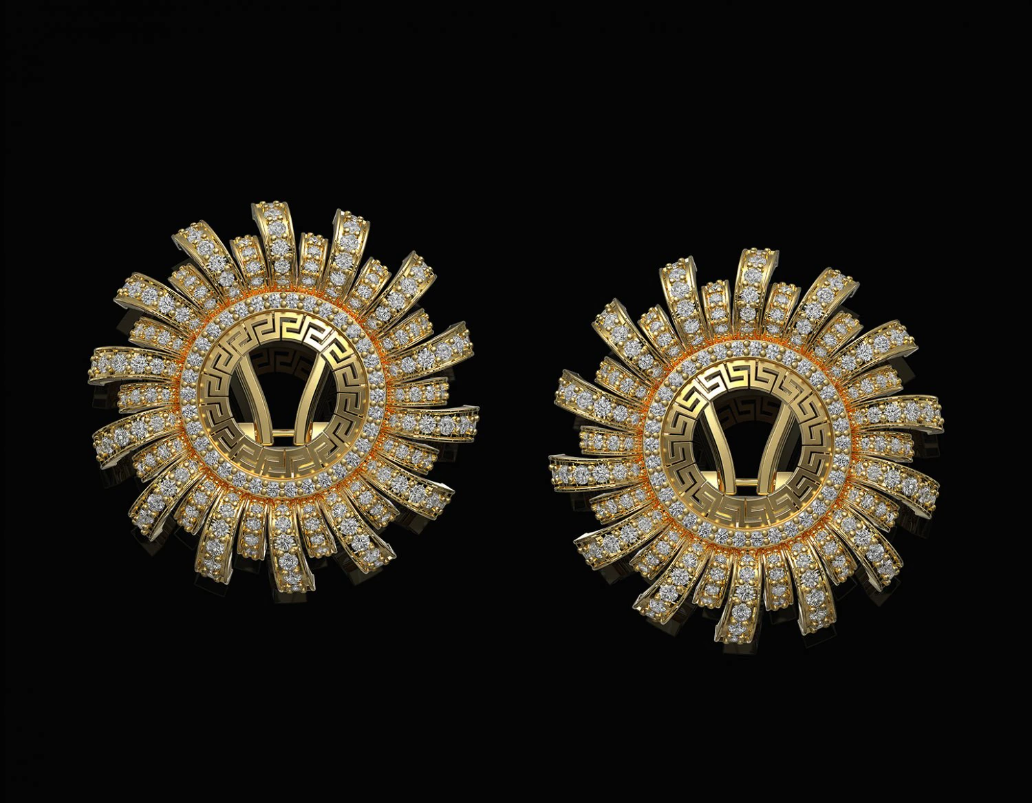 Brilliant sun earrings 3D Print Model .c4d .max .obj .3ds .fbx .stl .blend