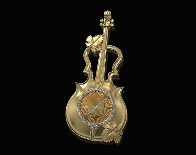 Violin Pendant 3Dプリントモデル .c4d .max .obj .3ds .fbx .stl .blend 