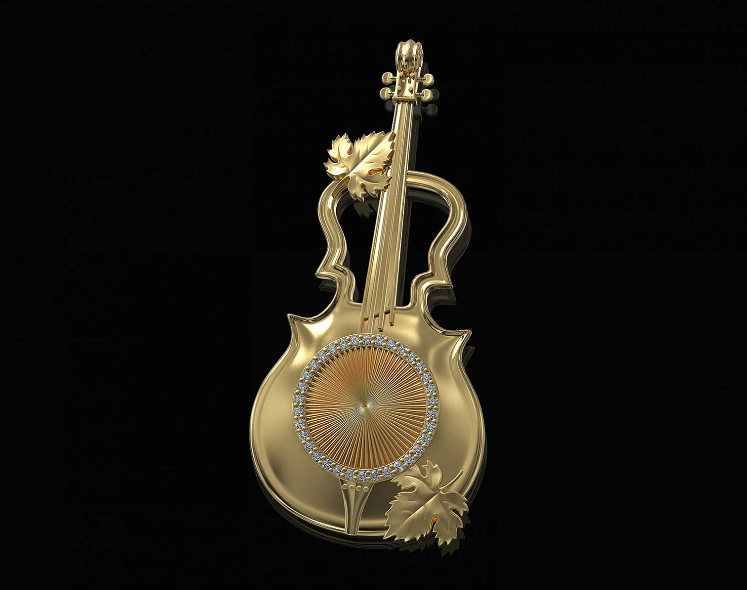 Violin Pendant 3D Print Model .c4d .max .obj .3ds .fbx .stl .blend 