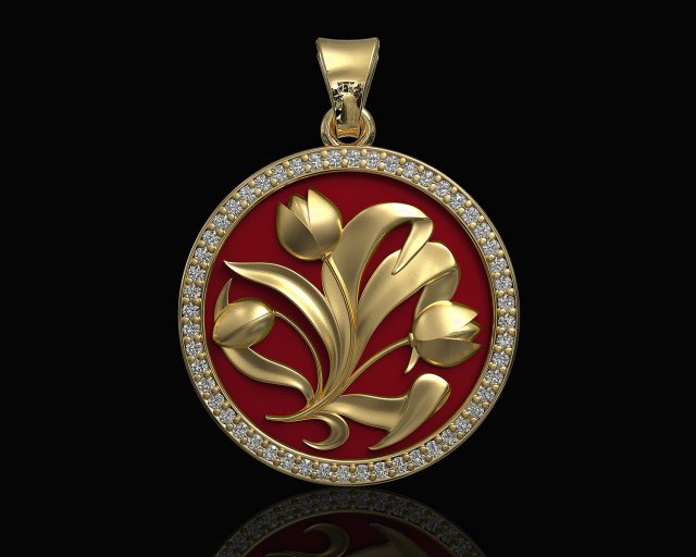 Flowers painting pendant 3Dプリントモデル .c4d .max .obj .3ds .fbx .stl .blend 
