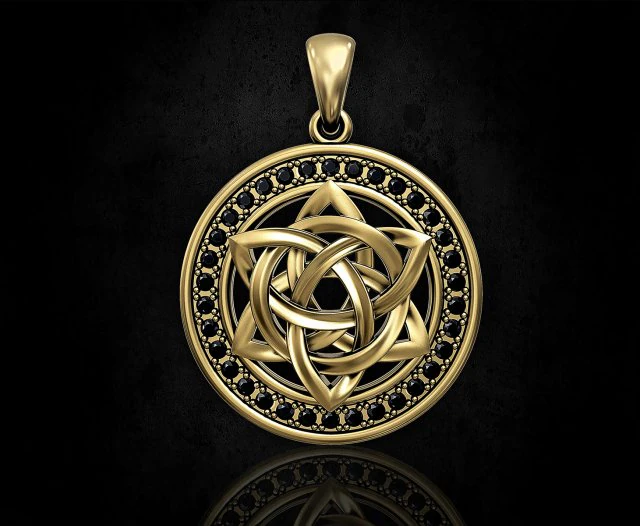 Кулон із зірковим вузлом в рамці з дорогоцінних каменів 3D Принт Модель .c4d .max .obj .3ds .fbx .stl .blend 
