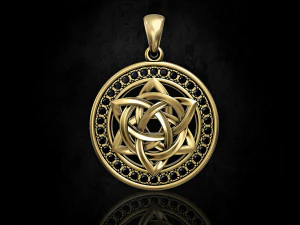 Кулон із зірковим вузлом в рамці з дорогоцінних каменів 3D Принт Модель