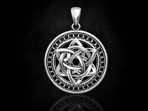 Кулон із зірковим вузлом в рамці з дорогоцінних каменів 3D Принт Модель