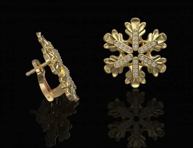 Круглі листя Сережки 3D Принт Модель .c4d .max .obj .3ds .fbx .stl .blend 