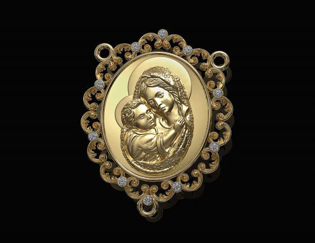 Icon Mary with Jesus for necklace and rosary Modelo de impresión 3D .c4d .max .obj .3ds .fbx .stl .blend 
